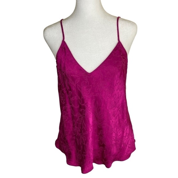Victoria's Secret Other - Victoria’s Secret Fuchsia Satin Jacquard Camisole Open Back Detail Size L